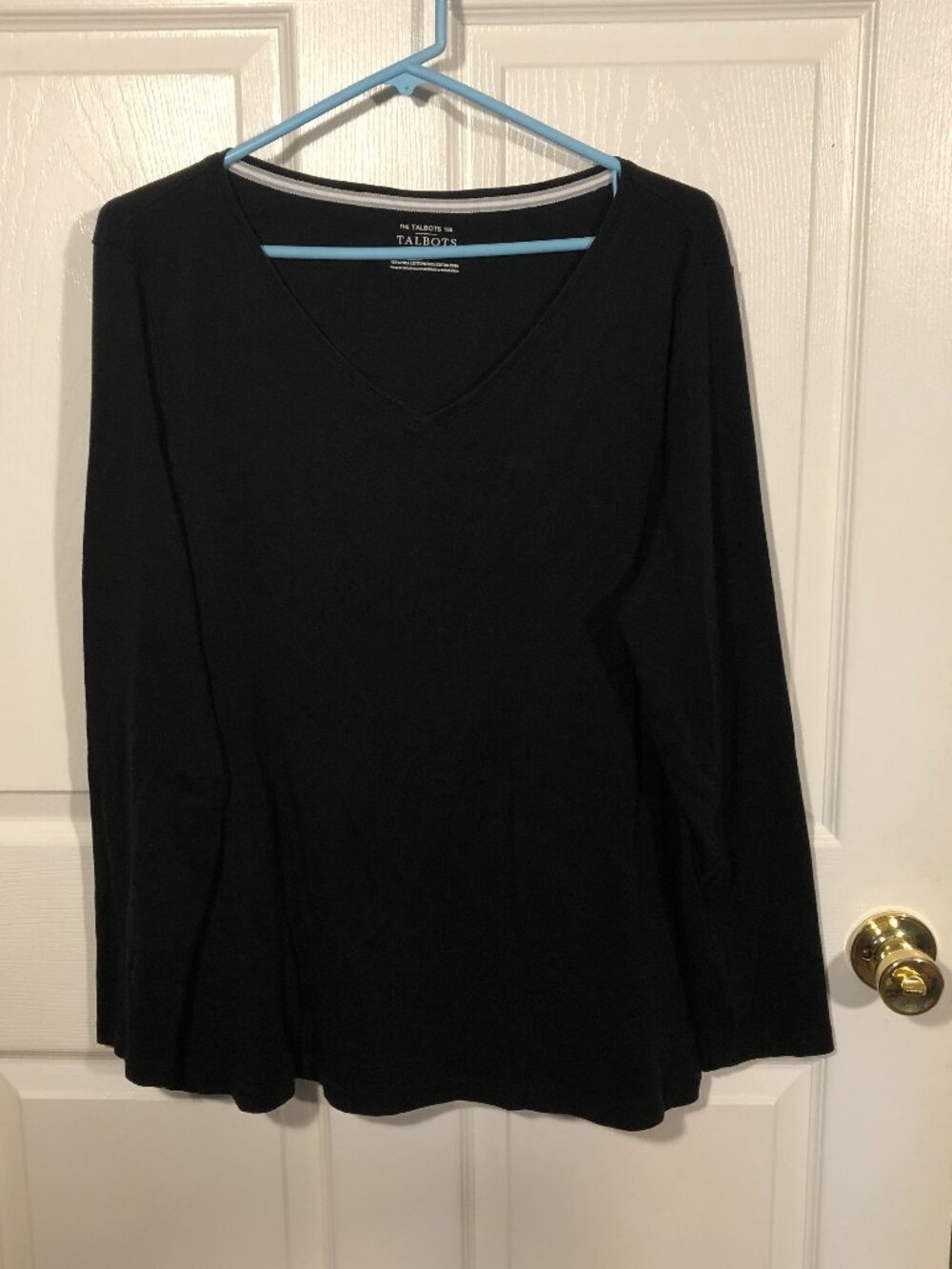 Talbots women Talbots' Pima Tee in black, long sleeves, 2X